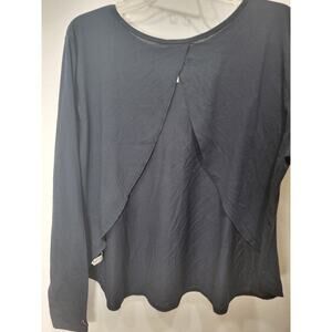 Fabletics Millie Open Back Top XL Black Layer Long Sleeve